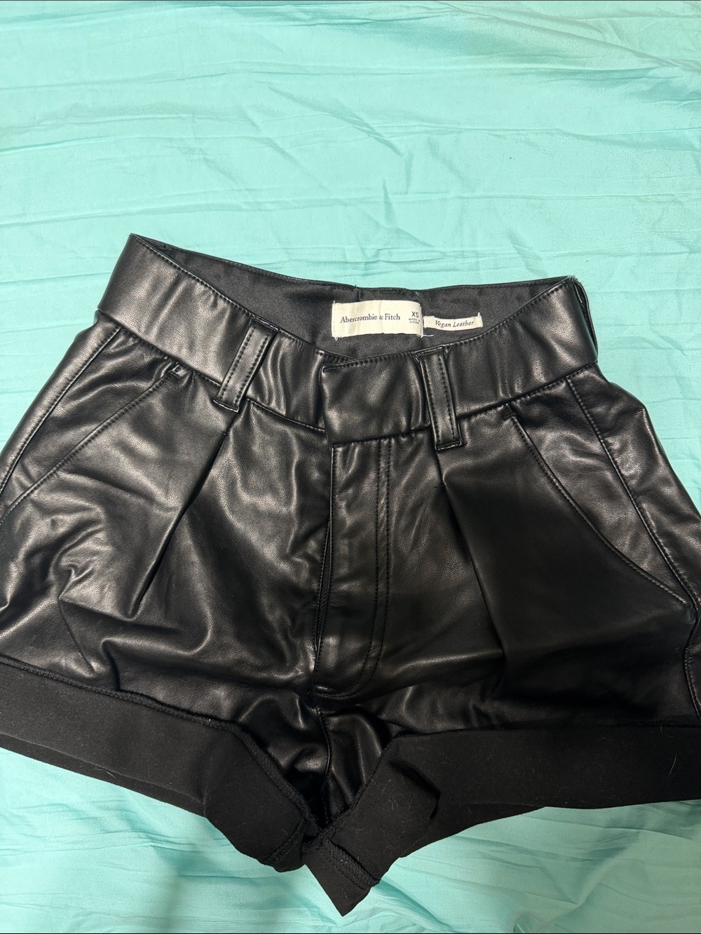 Abercrombie & Fitch Black Faux Leather High-Waist Women’s Shorts